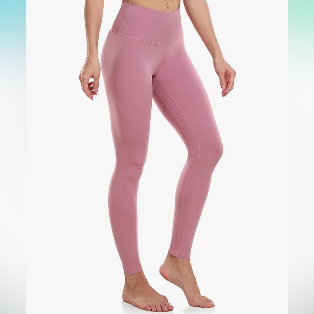 Colorfulkoala High Waisted Tummy Control Leggings Ultra Soft Mauve Pink Size M